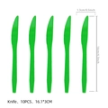Set mit 10 grünen Einweg-Plastikmessern für Motto-Partys 16cm mit Wellenschliff - Grüne Kunststoffmesser (10 Stück/Packung)