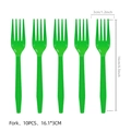 10er Set smaragdgrüne Kunststoff Gabeln 16,1 cm für Themenpartys und Geburtstage - Grüne Kunststoffgabeln (10 Stück/Packung)