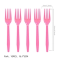 Pink plastic fork set with anti-slip diamond pattern handles for princess themed parties - Pink Fork