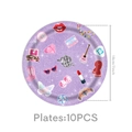 Pack of 10 purple glitter 7-inch paper plates with pop singer iconic motifs - 7 Inch (10 Pieces/Pack)