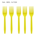 Set of 10 bright yellow disposable plastic forks for parties and school events - 10 Pieces/Pack (Yellow Fork)