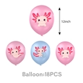Pink and blue cartoon Axolotl party balloons set of 18 pieces for kids birthday - Balloon / 12 Inch