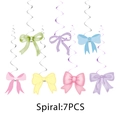 7-teiliges Set bunte Schleifen-Spiral-Hänger für Geburtstagsfeiern und Innendekoration - Bow Hanging Swirls