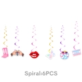 Décorations de fête rose sur le thème musical avec 6 guirlandes spirales colorées - Spirales Suspendues (Lot de 6)
