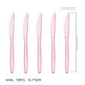 Lot de 10 couteaux en plastique rose pailleté pour décoration de table de fête - Couteaux Roses (Lot de 10)
