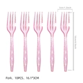 Lot de 10 fourchettes en plastique rose pailleté pour fête d'anniversaire musique - Fourchettes Roses (Lot de 10)