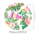 Dettagli di piatti Aloha da 23cm con motivi tropicali e ananas dorato per feste estive - Piatti 9 Pollici (10pz)