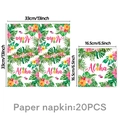 Dettaglio di 20 tovaglioli Aloha con dimensioni di 16,5 cm e 33 cm mostrate - Tovaglioli (20pz)