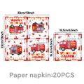 Paquete de 20 servilletas de acuarela de camiones de bomberos para fiesta de cumpleaños - Tema de Bomberos-Servilletas (20 Pcs)