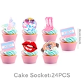 Set de 24 décorations de cupcakes sur le thème de la musique avec papillons et bottes - Petites décorations de gâteau (24 PCS)