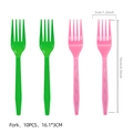 Fourchettes en plastique rose et vert pour fête de sorcière lot de 10 couverts - Fourchettes en Plastique / 10 Pièces/Paquet (16.1*3cm) / Rose et Vert