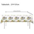 Floral Thanksgiving tablecloth with sunflowers and Thank You text measuring 274x137 cm - Tablecloth (137*274cm)