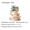 Floral cake topper with Thank You text and sunflower design on a pink rose cake - Large Cake Topper