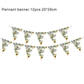 Detail of 12pcs floral pennant banners with Thank You text for party decoration - Bunting Flag