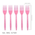 Set of 10 pink plastic forks with diamond textured handles for girl baby shower parties - Pink Plastic Fork