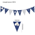 Navy blue and silver glitter birthday bunting banner with 10 flags and cake pattern - Bunting Flag