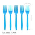 Set of 10 bright blue reusable plastic forks with textured handles for party dining - Blue Plastic Forks (10pcs)