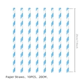 Blue and white striped paper straws for lemon themed party 20cm length 10 pieces pack - Blue Striped Straws (10pcs)