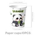 Detail of disposable panda paper cups with dimensions and cute cartoon panda graphics - Paper Cup