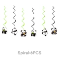 Detailed view of 6-piece cartoon panda spiral swirls for birthday party decorations - Swirl Decorations