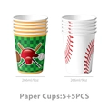Pappbecher mit Baseball-Motiv, grünem Karomuster und roten Baseball-Naht-Designs - Pappbecher 10 STÜCK