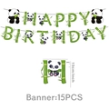 Detailed view of Panda Birthday banner showing 15cm high Happy Birthday letter flags - Happy Birthday Banner