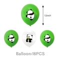Detail of 12-inch panda party balloons in green and white colors, 18-piece latex set - Panda Balloons