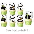 Set of 24 adorable panda cake toppers in three cute poses for birthday party decoration - Cupcake Toppers
