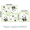 Detailed view of 20PCS panda paper napkins with folded and unfolded size dimensions - Napkins