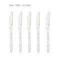 Set of 10 gold glitter transparent plastic knives for Thanksgiving party table decoration - Clear Knife