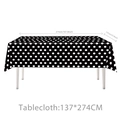 Polka dot birthday party tablecloth measuring 137x274cm with black and white pattern - Black Polka Dot Tablecloth