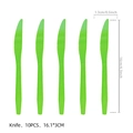 Set of 10 reusable green plastic knives for panda themed birthday party decorations - Plastic Knives
