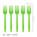 Set of 10 bright green disposable plastic forks with non-slip texture for panda party - Plastic Forks