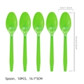 Set of 10 bright green panda party plastic spoons with non-slip diamond texture handles - Plastic Spoons