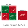 Christmas paper napkins with Merry Christmas print in red and green colors, 20PCS pack - Red Napkins