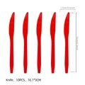 Pack of 10 red disposable plastic knives for Christmas party tableware, 16cm long - Red Dining Knife