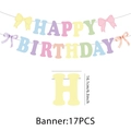 Maße der 17-teiligen Happy Birthday Girlande in Macaron-Farben mit Schleifendekor - Happy Birthday Buchstaben-Banner