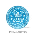 Détail des assiettes en papier Fiesta mexicaine bleu ciel 18cm avec 10 pièces par paquet - 7 Pouces 10 Pièces (Style Fiesta Bleu)