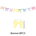 Detailansicht der bunten Schleifen-Girlande mit 16,1 cm Höhe und 8-teiligem Set - Schleifenbanner