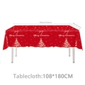 Waterproof red Christmas tablecloth with white snowflake and tree patterns, 108x180cm - Red Tablecloth