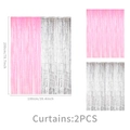 Pink and silver foil fringe curtains set of 2 pieces for party backdrop decoration - Set of 2
