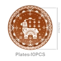 Détail de 10 assiettes en carton marron de 9 pouces avec motifs lama et fleurs - 9 Pouces 10 Pièces (Style Alpaga Marron)