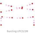 Close-up of 2M long red pink and white paper circle bunting for party decoration - Tri-color Dot Bunting (2 Meters)