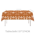 Day of the Dead orange tablecloth with skull and floral patterns, 137x274cm size - Tablecloth 1PC (Orange Red Style)