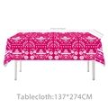 Rectangle hot pink Mexican Day of the Dead tablecloth with skull and guitar patterns - Tablecloth 1PC (Rose Red Style)