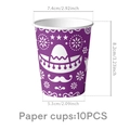 Spécifications de taille pour 10 gobelets violets sur le thème du Jour des Morts - Gobelets en Papier 10 Pièces (Style Violet)