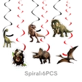 Set of 6 realistic dinosaur party spiral hanging decorations for kids birthday party events - Spiral Swirl Decorations (T-Rex)