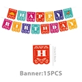 Day of the Dead Happy Birthday banner featuring colorful Papel Picado style party flags - Birthday Banner (Multi-color Style)