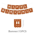 Brown Papel Picado birthday banner with Happy Birthday cutout letters, 15cm height - Birthday Banner (Tan Style)