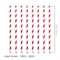 Set of 10 red and white striped 20cm paper straws for birthday party decoration - Red White Striped Straws